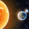 Artist Simulation Of Sun, Earth and Moon