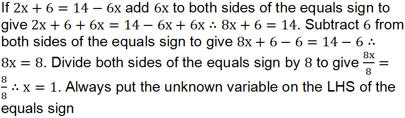 linear equations numerical - solving equations with variables