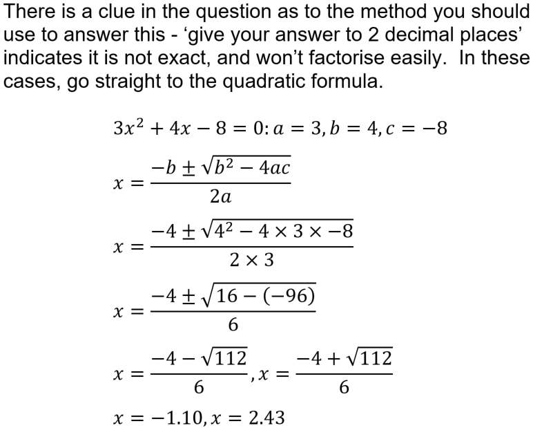 quadratic equations word problems gcse
