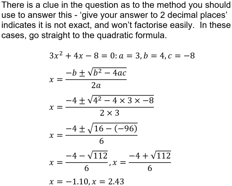 Quadratic Equation Practice Questions Gcse Tessshebaylo