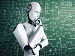 A humanoid robot stands thoughtfully in front of a chalkboard covered in complex mathematical equations and scientific formulas, symbolising artificial intelligence and machine learning concepts.