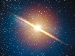 Illustration of a bright supernova-like burst streaking across a star-filled sky, with motion blur suggesting high speed in outer space.